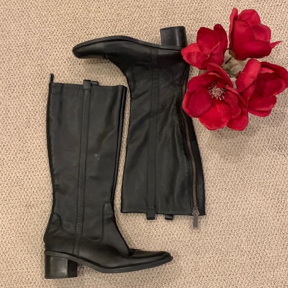 🌹 VINTAGE CALVIN KLEIN “HAYDEE” BLACK GENUINE LEATHER RIDING BOOTS - Picture 1 of 14